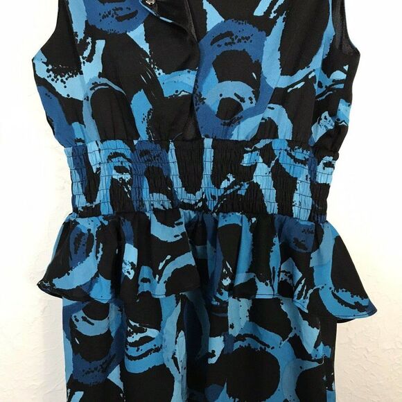 Twenty One Womens Dress Size Small Black& Blue Printed Sleeveless Tank Dress - Picture 9 of 15